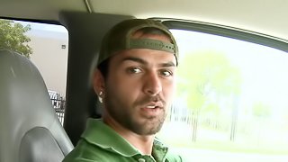 John Stone enjoys doggy style banging in a car in gay reality video
